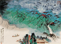张大千泼彩画泼墨山水 1980文
