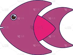 鱼类,卡通,海洋生命,分离着色,可爱的,自然,海产,概念,紫色,野生动物
