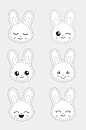多种表情兔子脸卡通简笔画动物免抠素材-众图网