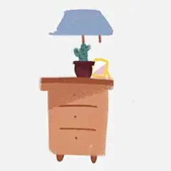 手绘书桌家具插画免费下载
