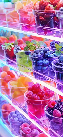色彩缤纷琳琅满目水果架壁纸