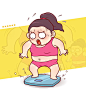减肥称体重惊恐女人卡通形象插画设计图片下载