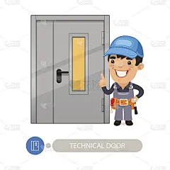 技术门和工人