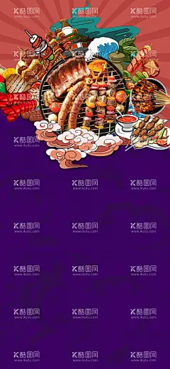 烧烤肉串国潮风海报  - 源文件下载【酷图网】国潮风海报,国潮风山水,山水花鸟,背景墙,国潮风,国潮画,国潮背景墙,中国风,手绘插画,线描,青山绿水,古风山水,中国风山水,水墨禅意,国潮插画,中式插画,中式背景,古典背景,国潮风风景