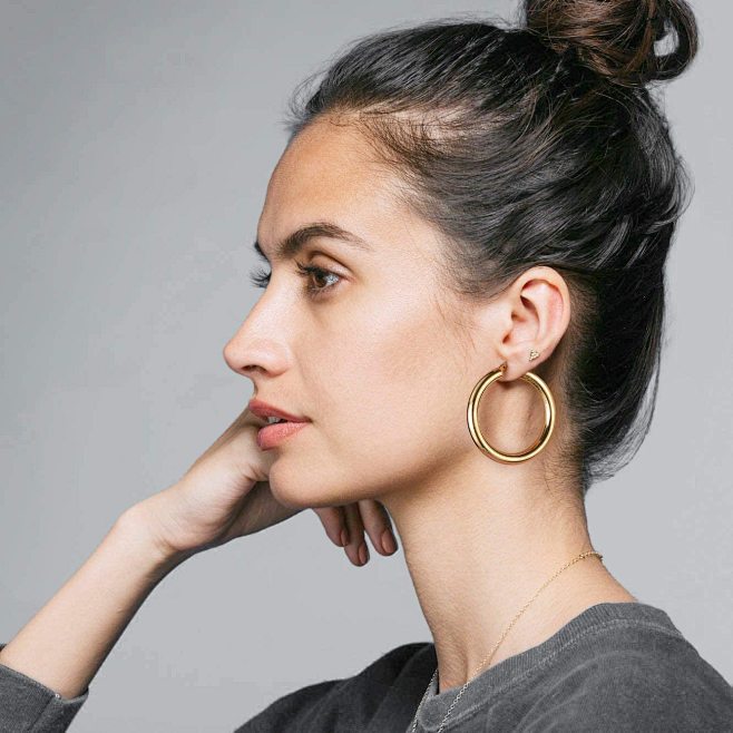 Amazon.com: Thick Chunky Hoops Earrings 18K Gold Plated Lightweight ...