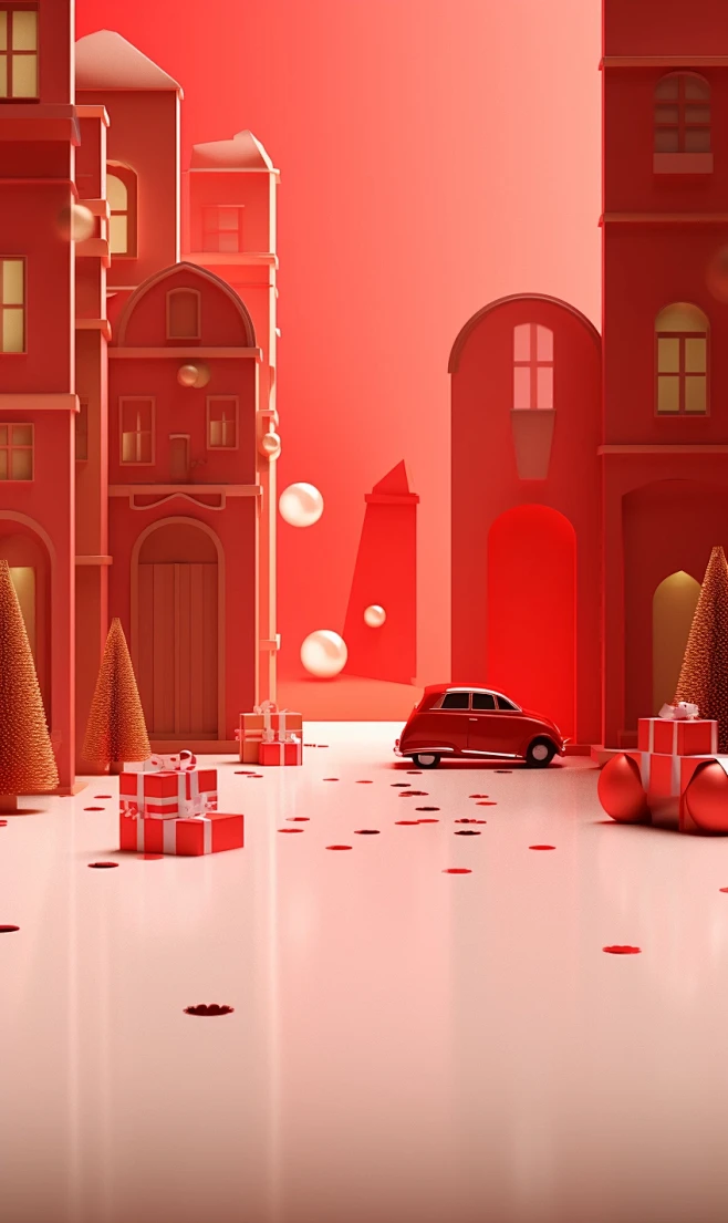 A red scene with a r...
