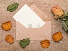 留白,干的,信封,橙色,木制,玫瑰,背景,美,贺卡,边框