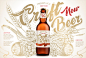 小麦啤酒 食品包装 手绘插画 食品主题海报设计AI cb046035933