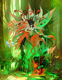 花妖 / 树妖 / 自然妖精-花瓣网|陪你做生活的设计师 | (890×1200)