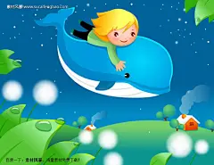 卡通儿童 插画 漫画 可爱儿童 孩子 儿童梦想 男孩 星空 鲸 #矢量素材# ★★★http://www.sucaifengbao.com/vector/ai/
