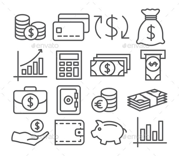 资金业务图标,图标Money Line Icons - Business Icons银行、银行、商业、计算器、卡、现金、硬币,商业、信贷、货币 ...