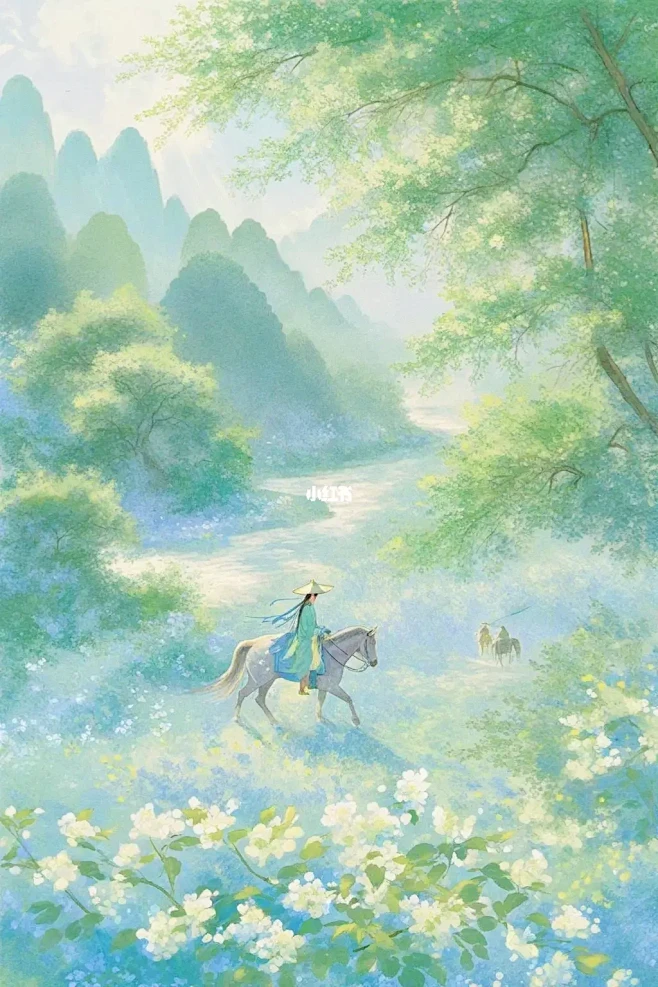古风插画｜春日游图片_AI插画图片素材-花瓣网