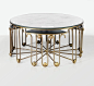 Jean Royère; Gilt Metal and Mirror 'Ondulation' Coffee Table and Four Nesting Tables, c1955.: