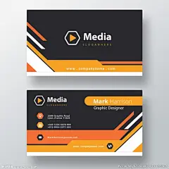 撞色风商务名片模板