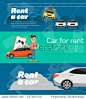 Rent a cars and trading Cars in flat design web banners elements. Keys to the car on rent. Rental car infographic. Web design elements.