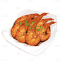手绘年夜饭菜品贴纸-虾