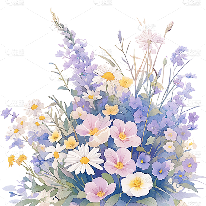 春天春日春季花朵植物组合元素素材