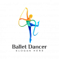 多彩的芭蕾舞演员logo，跳舞的女孩徽标插画模板矢量图素材