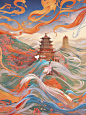 大鹏一日同风起，扶摇直上九万里 #国潮插画 #古风插画 #国风插画 #AI插画 #山海经 #ai #古风插画 #数字艺术 #海报设计