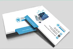 现代蓝色电脑维修名片