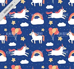 独角兽和彩虹背景  - 源文件下载【酷图网】云朵,星星,气球束,童话,独角兽,彩虹,eps,ai,矢量,高清图片,素材,