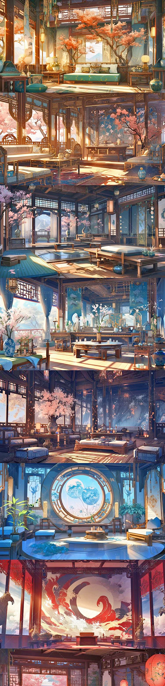AI古风室内场景设定素材 唯美背景临摹图片 影视游戏场景概念设计-花瓣网