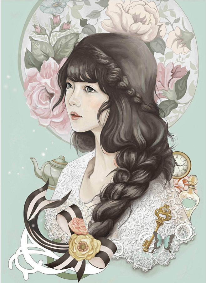 商插两枚（组图）-wj313_少女，花草...