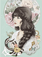 商插两枚（组图）-wj313_少女，花草，清新_涂鸦王国插画