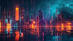 科技城市光效科技城市背景素材图