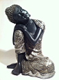 Sleeping Sitting Buddha Statue - Asian Silver Sleeping Zen Hindu Sculpture - Great Gift #手工# #艺术# #雕塑#