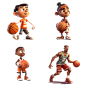 3D立体人物打篮球运动免扣