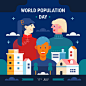 创意世界人口日扁平几何国际人物插画公益宣传海报ai矢量设计素材-淘宝网