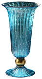 Venetian Glass Vase (aqua and gold) - mediterranean - Vases - Inviting Home Inc@北坤人素材