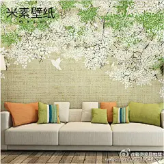 米素无纺布壁纸壁画O网页链接创意小清新田园艺术壁纸，田园装饰，清新美观。采用德国进口无纺纸制作而成，环保性好，透气性佳，并有吸放潮湿的功能。亮丽小清新的水彩印花，装饰效果极佳，让你的家居环境充满温馨甜蜜的气息。#遇见美好，纸因米素#