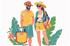 扁平风旅游户外氛围感插画