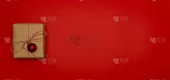 礼品工艺盒上的红色背景与复制空间