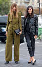 Street Style Paris Fashion Week Spring 2014  Caroline de Maigret and Emmanuelle Alt