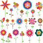 彩色卡通花卉标签矢量素材，素材格式：AI，素材关键词：花卉,标签,花朵,卡通