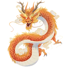 潮国创意神龙中国龙卡通手绘5龙年