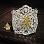 A very rare GRAFF Yellow & White diamond Cuff and a Fancy Intense Yellow pear shape ring totaling 68.41 carats by adela