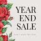 Red rose editable template vector with year end sale text