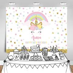 独角兽小马儿童生日派对用品装饰布置甜品台拉旗海报背景墙定制-淘宝网