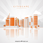 Free vector orange cityscape background in modern style