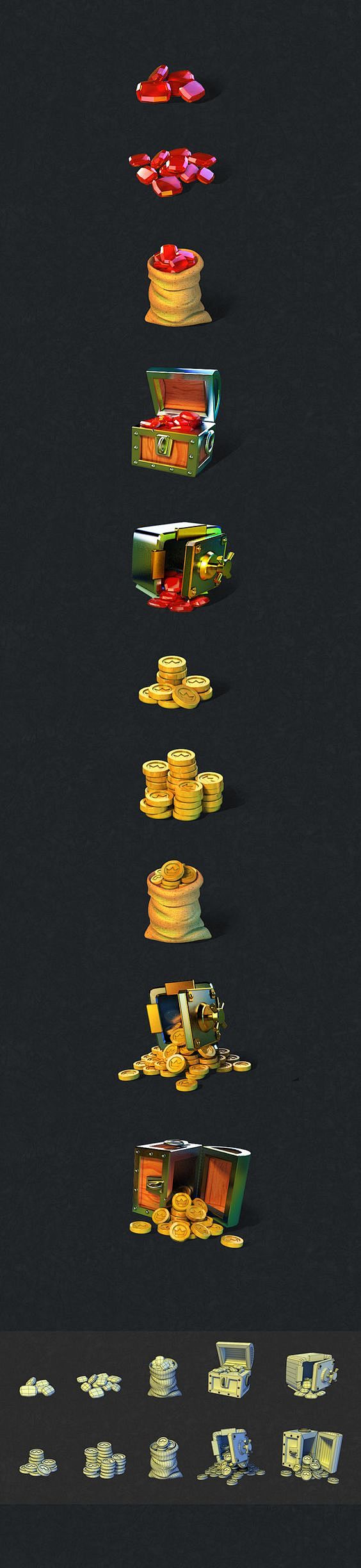 [3D图标设计UI-金币和宝石]: 