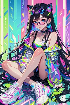 潮流长发女孩素材图