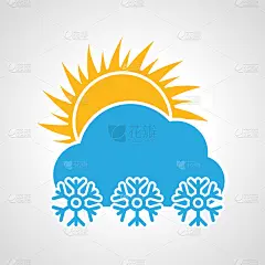 晴天降雪图标。五彩缤纷的天气图标