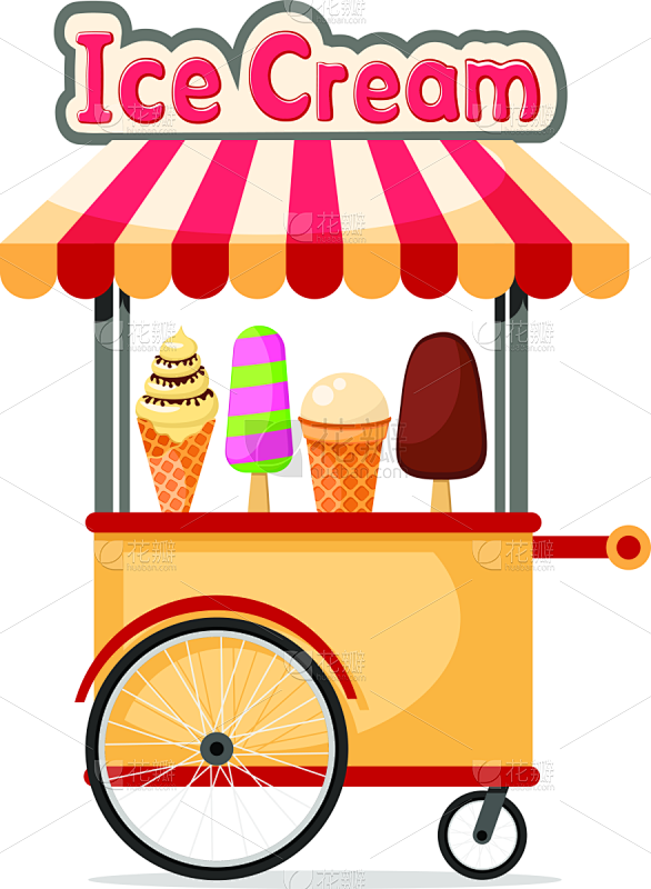货亭,冰淇淋,白色,寒冷,车轮,背景分离...