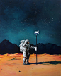 I Paint Astronauts, Flying Fruits And Bus Stops Set In The Danish Wilderness : After getting a new and bigger apartment a while back, I needed something to hang on the large, white walls. Being a student I didn't have the money to buy the art I liked. Ins