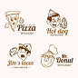 披萨，热狗快餐，复古形象logo标志矢量图素材