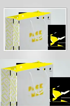 清新黄色礼品袋手提袋样机效果图